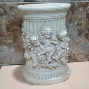 Decorative Column Pillar Plaster Cherub Carving Putti Floral Leafy Motif
